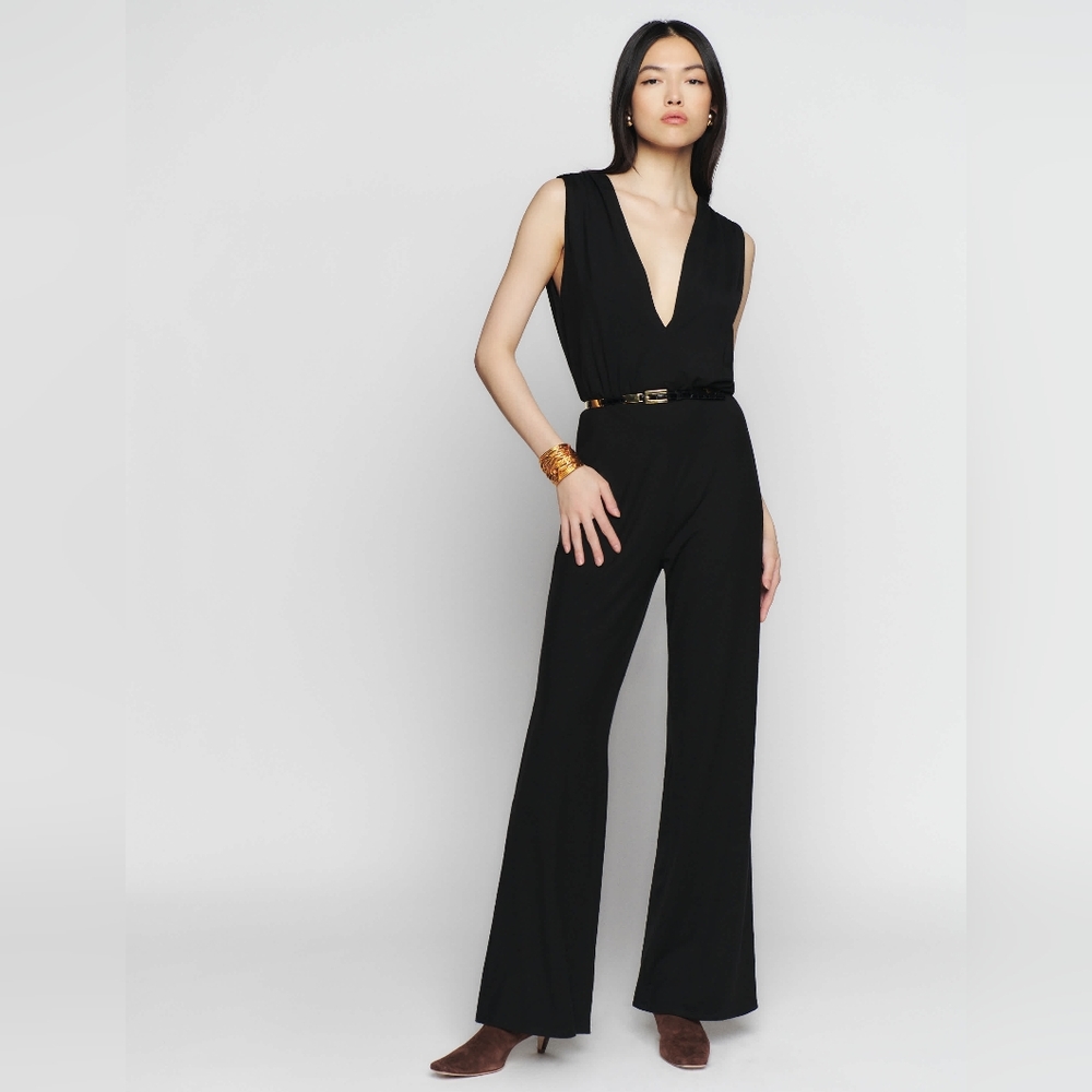 Reformation Valencia Knit Black Jumpsuit Large